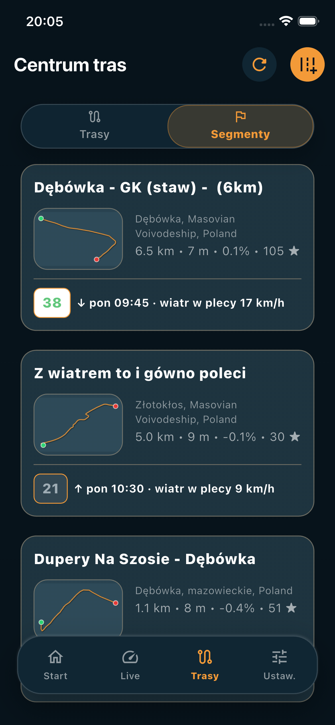 BikeWind Strava segment ranking with tailwind opportunities